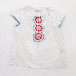 Mini Boden Tunic Blouse Top Girls 5-6T White Embroidery